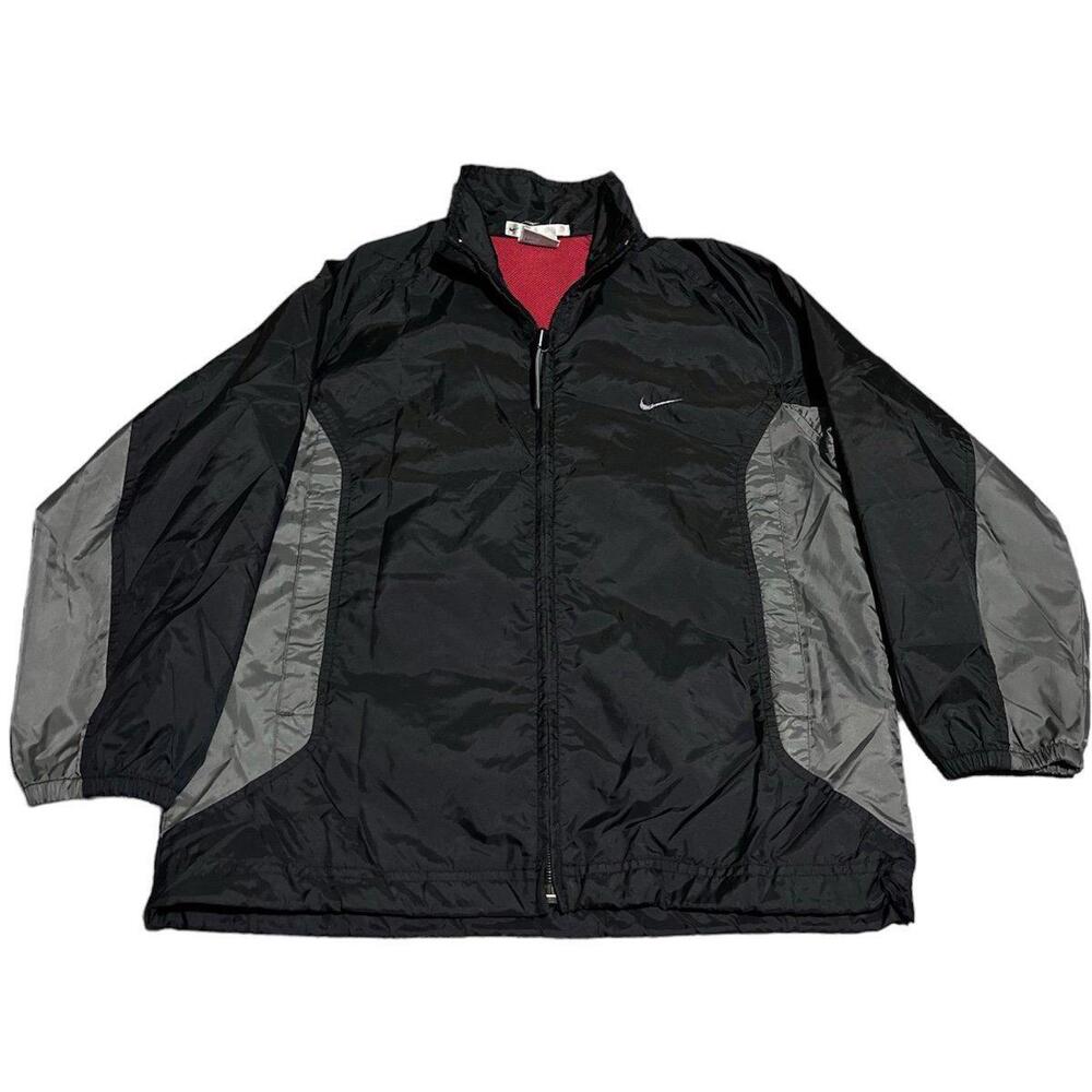 Youth S Vintage y2k Nike Windbreaker Black Gray red Logo Swoosh colorblock boys